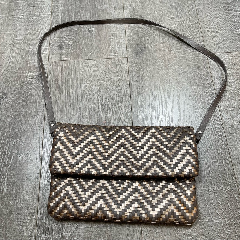 Eileen Fisher Brown and Tan Crossbody Bag